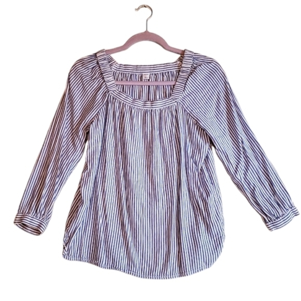 Old Navy Blue White Striped‎ Cotton Blend Blouse Shirt Top Size Small Women